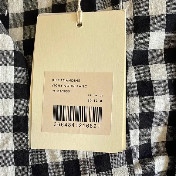 Sezane Black and White Checkered Midi Skirt - Picture 2 of 3